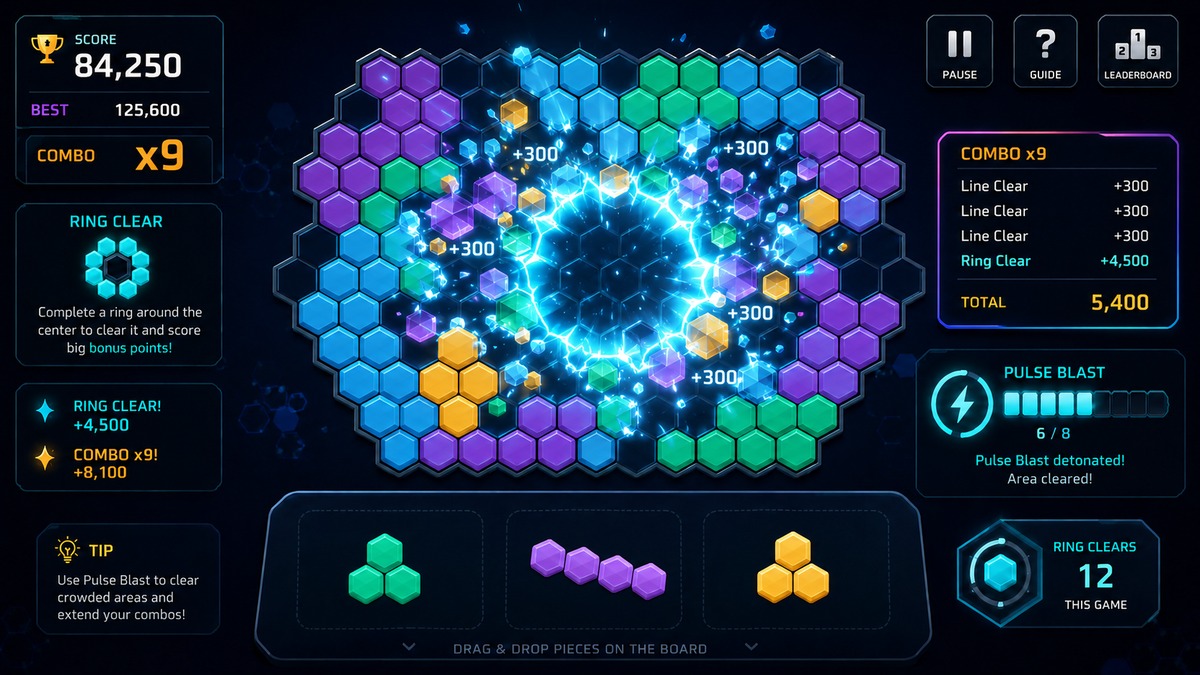 Hex Stack Blitz Pulse Blast gameplay screenshot