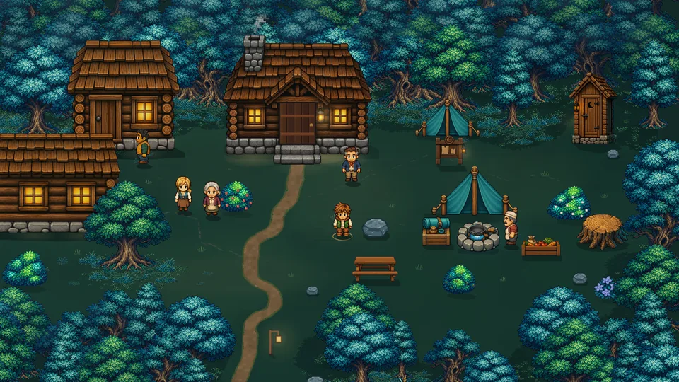 Moonlit Cabin’s forest camp