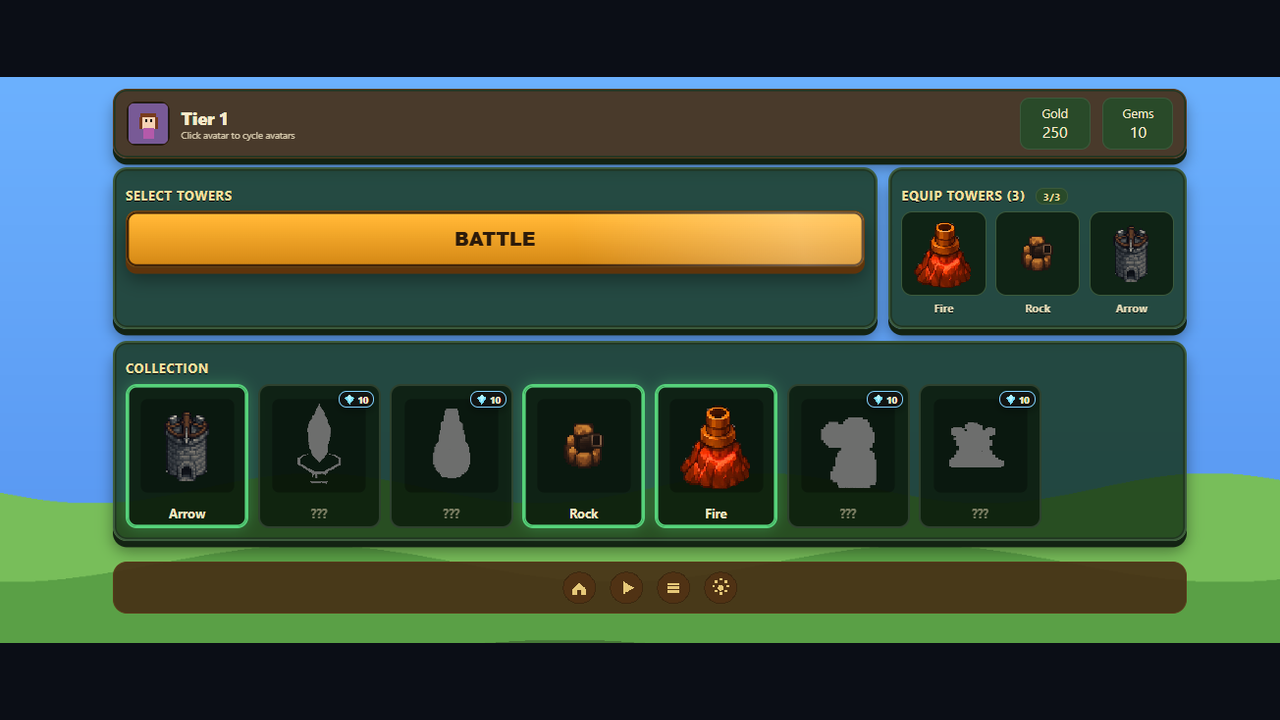 Sample gameplay of Hexa Tower Defense showing towers defending hex lanes